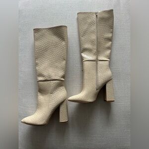 Faux Leather Knee High Boots